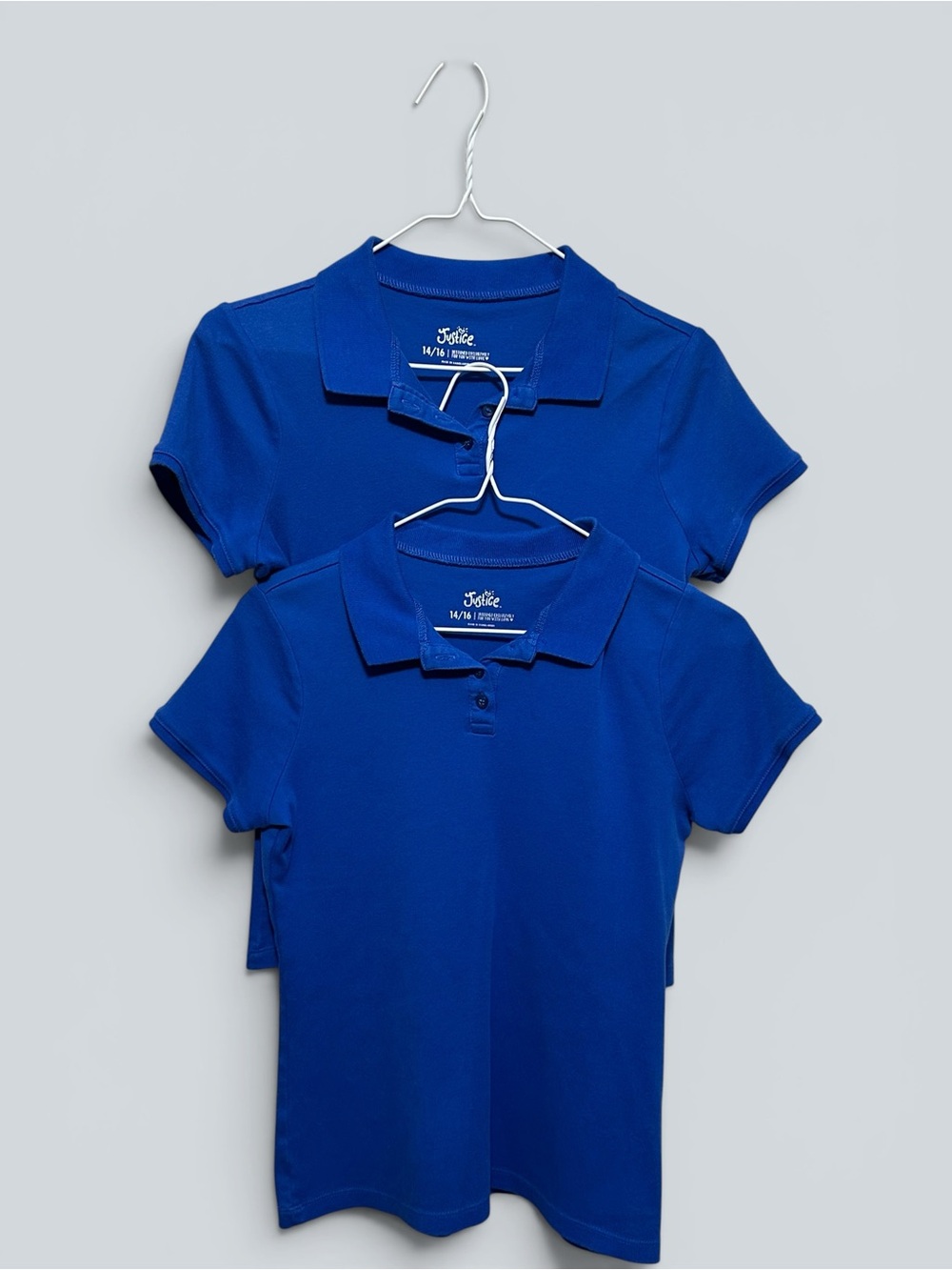 Justice. Girls Royal Blue Polo Shirt Set - 2 Pack